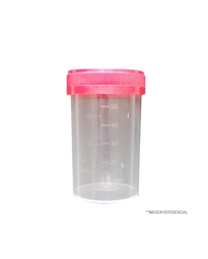 Caja de FRASCO ORINA con 750 unidades, tapa rosca, 60 ml envasado de Unidad- Aséptico - Esteril