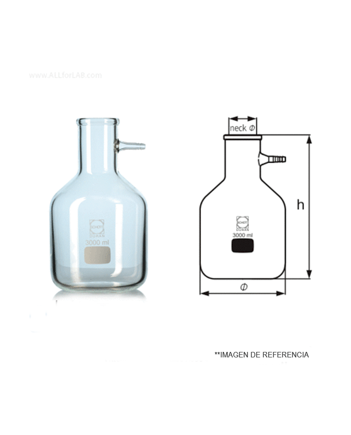 Matraz frasco filtracion 3000 ml