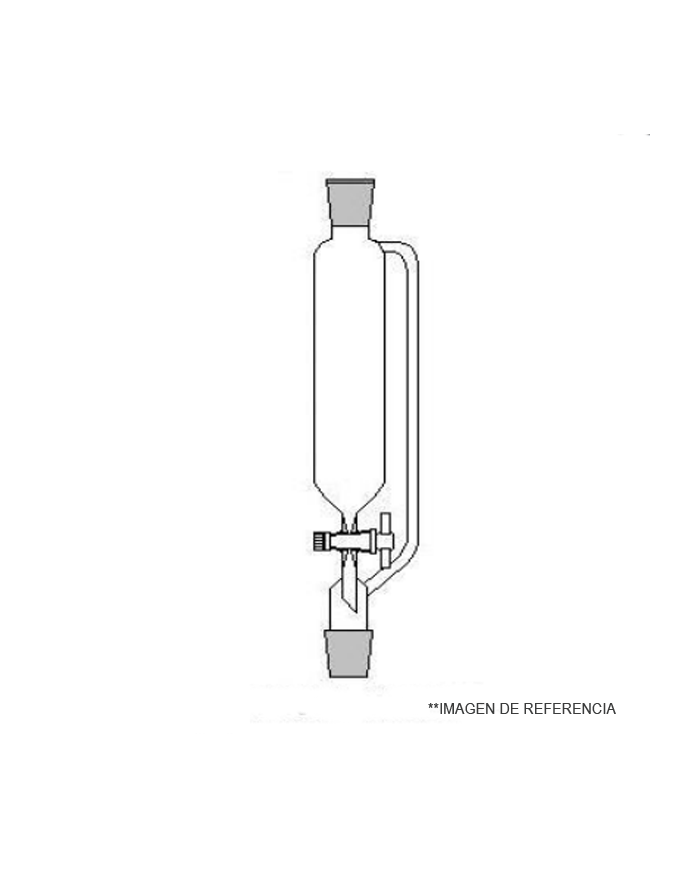 Embudo de adicion con tubo de compensacion 100 ml. NS 19/26. llave de PTFE