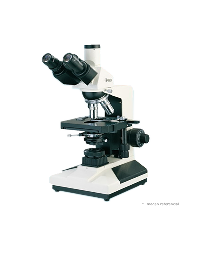 Microscopio Trinocular 30. Objetivo 4x.10x.40x.100x plan acromatico. oculares 10x/18 mm. 6V y 20W. Condensador Abbe